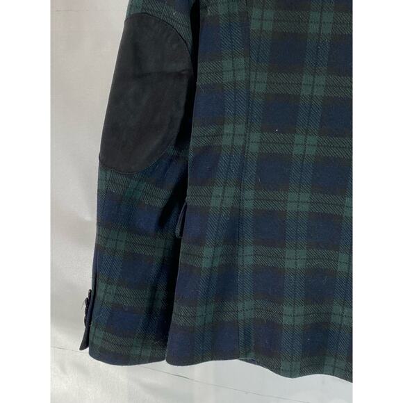 ZARA MAN Men's Green Plaid Two-Button Elbow-Patch Blazer SZ M - Picture 5 of 12